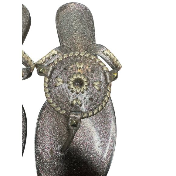 Jack Rogers Silver Glitter Georgica Jelly Whipstick Thong Sandal Size 9 - Picture 2 of 7